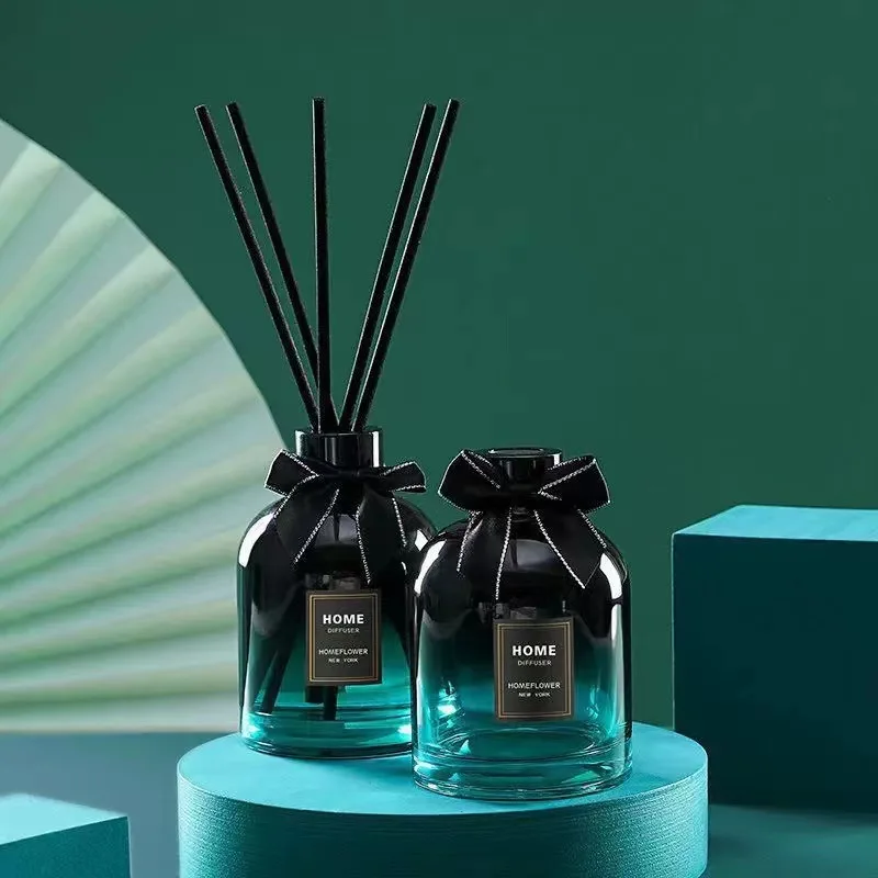 Luxury Home Fragrance Decor Natural Rattan Stick Reed Diffuser Perfume Bottle Set with Packaging Boxes Custom