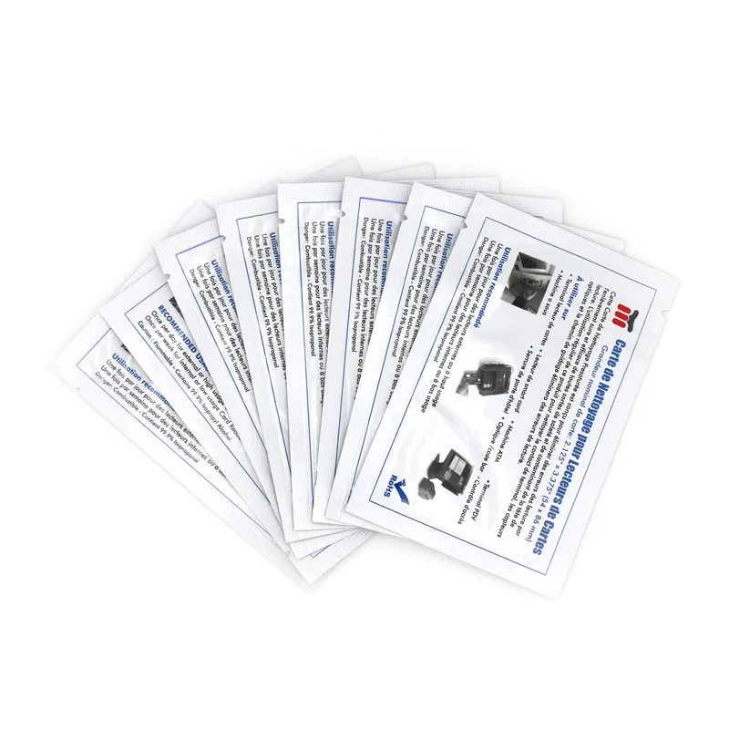 Free Samples Alcohol Free Cleaner ATM Cleaning Card CR80 Card Reader Flocked Cleaning Card