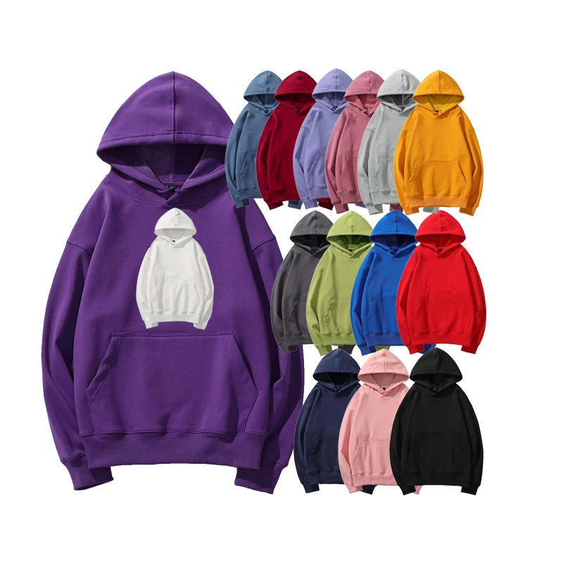 Pullover Purple Heavy Thick 100 Cotton Fleece Man 500Gsm Hoodie Manufacturers Custom