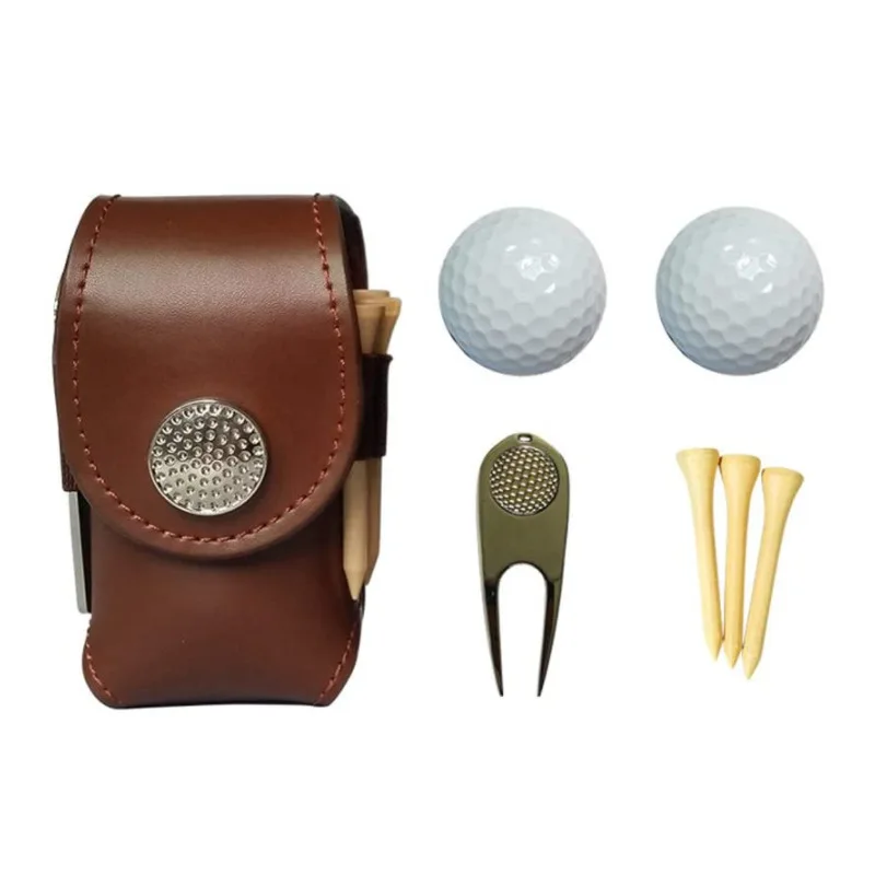 Good Quality PU Golf Ball Case Mini Golf Ball and Golf Tee Holder Pouch Bag