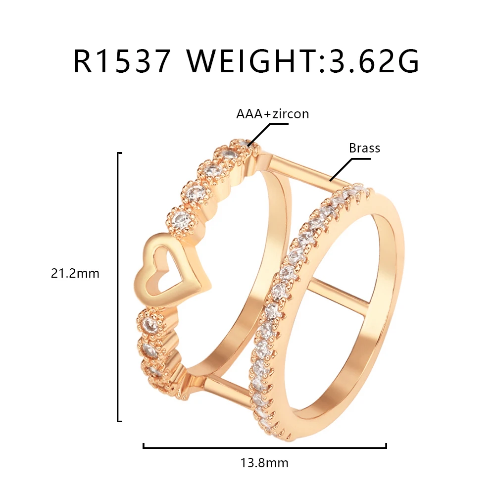 foxi Fashion trendy fashion jewelry cheap minimalist cute wholesale 2024 gold plated heart double ring