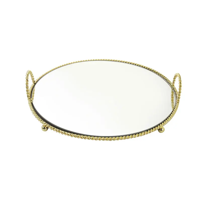 Unique Round Metal Serving Tray with Glass New Designs of Food Serving Trays for Home Decpr or Party in Stock