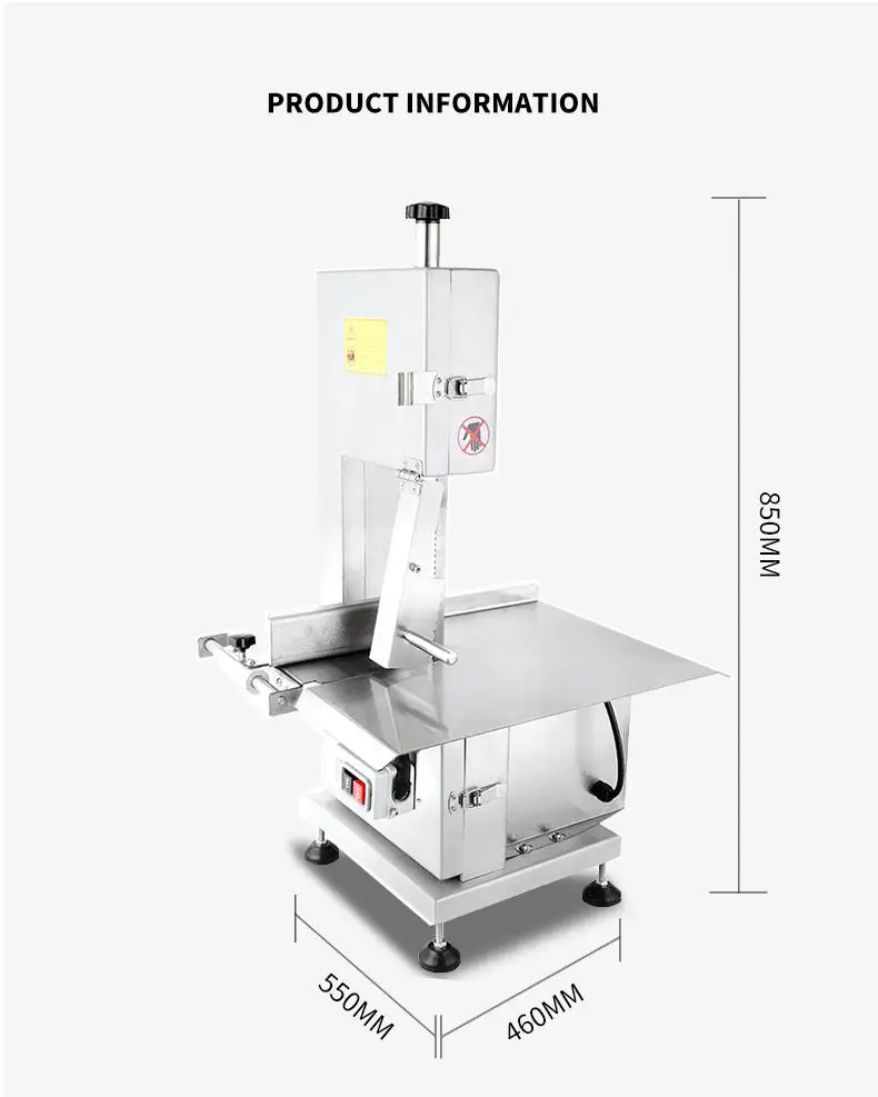 Industrial Commercial Table Electric Fish Pork Cow Beef Frozen Meat Steak Bone Band Saw Cutter Cutting Machine