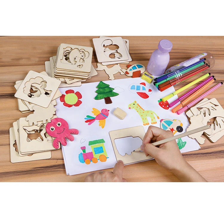 Wooden colour Painted Drawing toy drawing Template For kids Painting Training wooden drawing toys