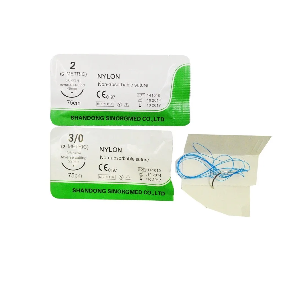 Medical monofilament polyamide nylon surgical sutures thread with needle