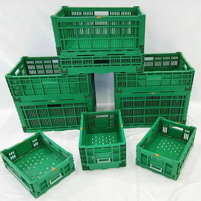 9 Sizes Heavy Duty Foldable Turnover Box Stackable Circulating Box Plastic Strong Crate Basket For Milk Fruits Vegetables