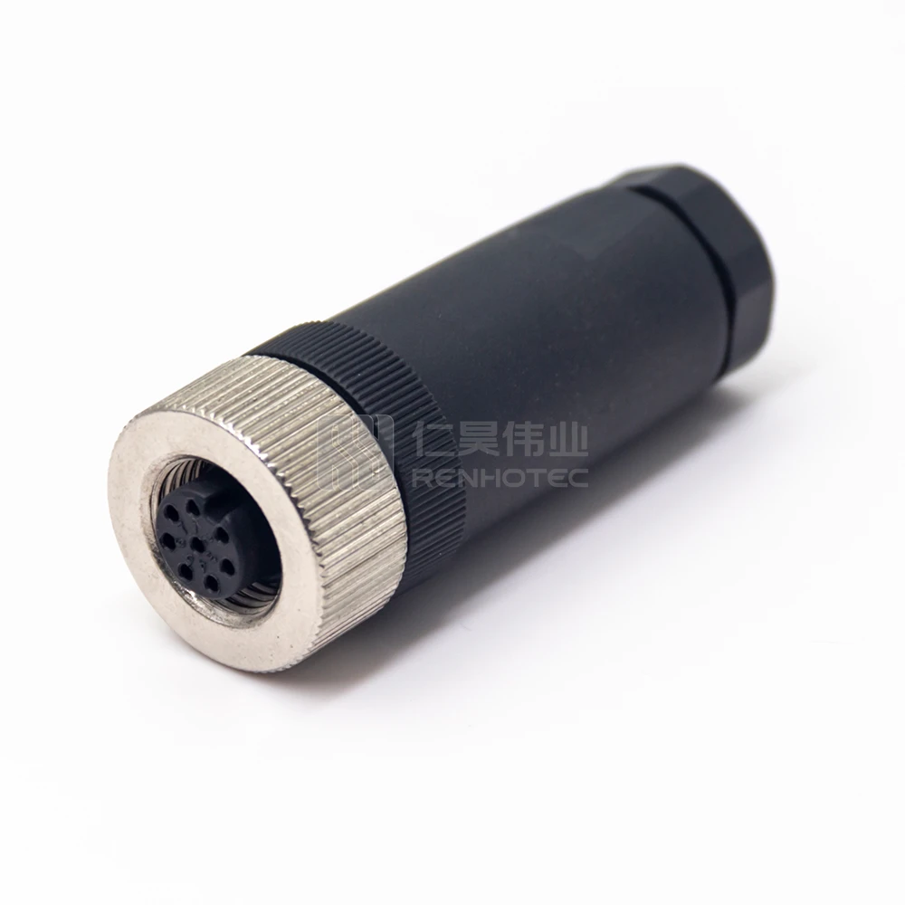 M12  8pin 8 Pin A Code Sensor Connector Female Plastic Straight Plug Field Wireable