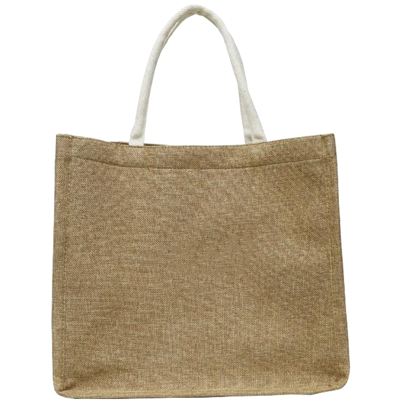 Wholesale Promotion Jute Grocery Shopping Burlap Beach Jute Tote Bag For Gifts