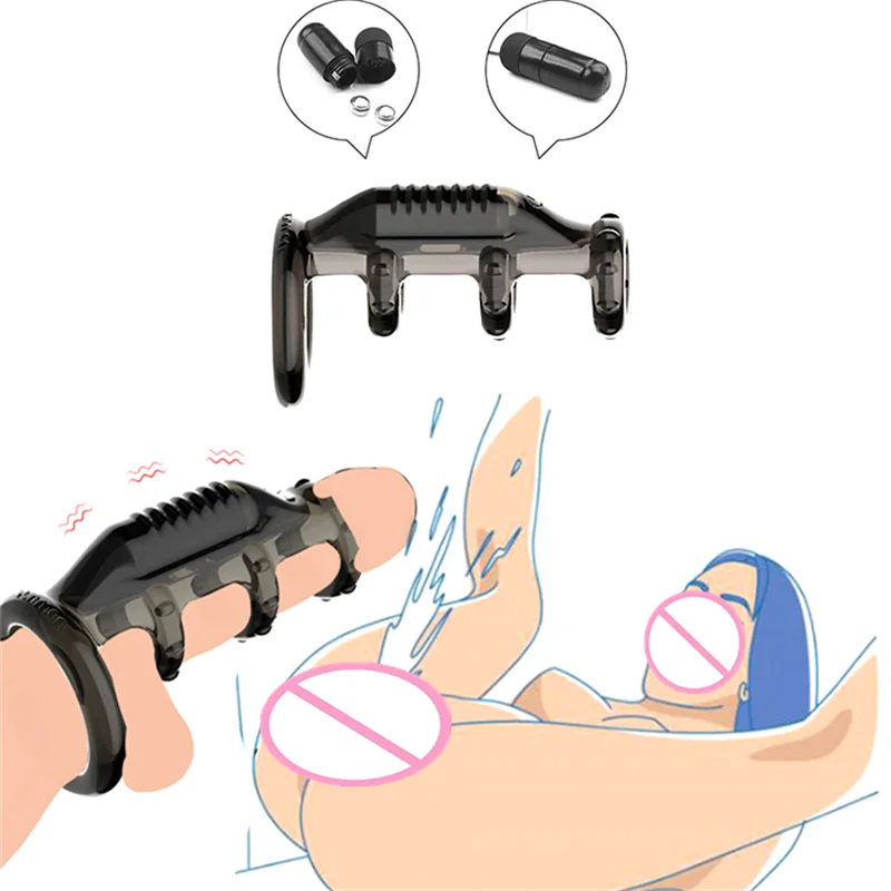 MOGlovers Male Ejaculation Delay Cock Sleeve Penis Vibrating Ring Strap Dildo G spot Stimulator Vibrator Dick Enlargement Extend