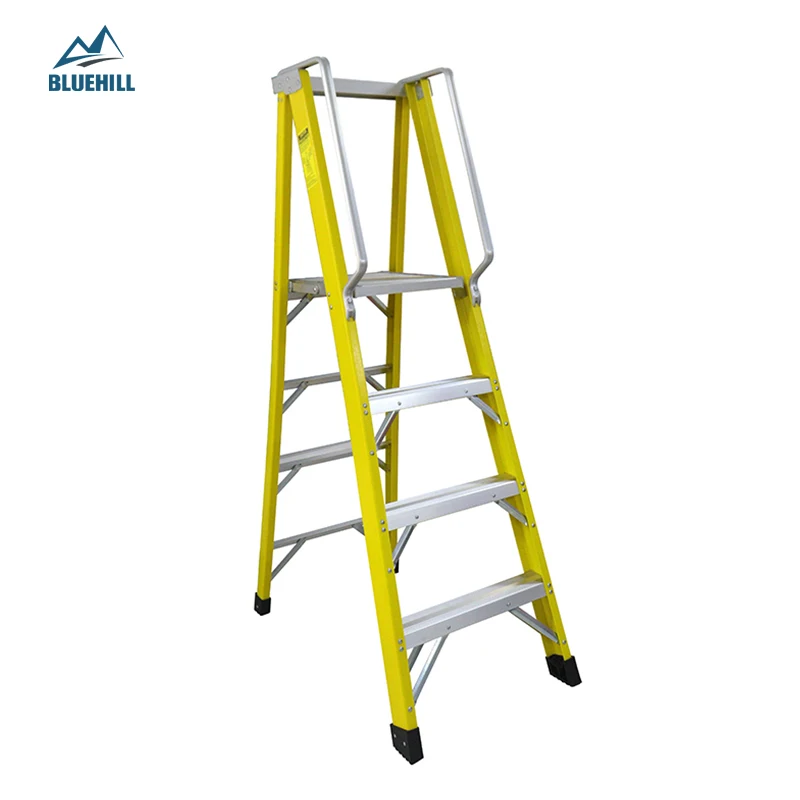 Multi Purpose Locked Ladder Climbing Industrial Insulation Ladders Single Portable A Shape Frame Fiberglass Step Ladder