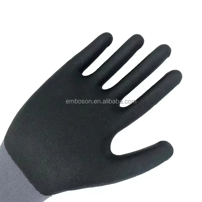 Knitted Cuff Oil Resistant Nitrile 3/4 Coated Gloves Nitrile Gloves