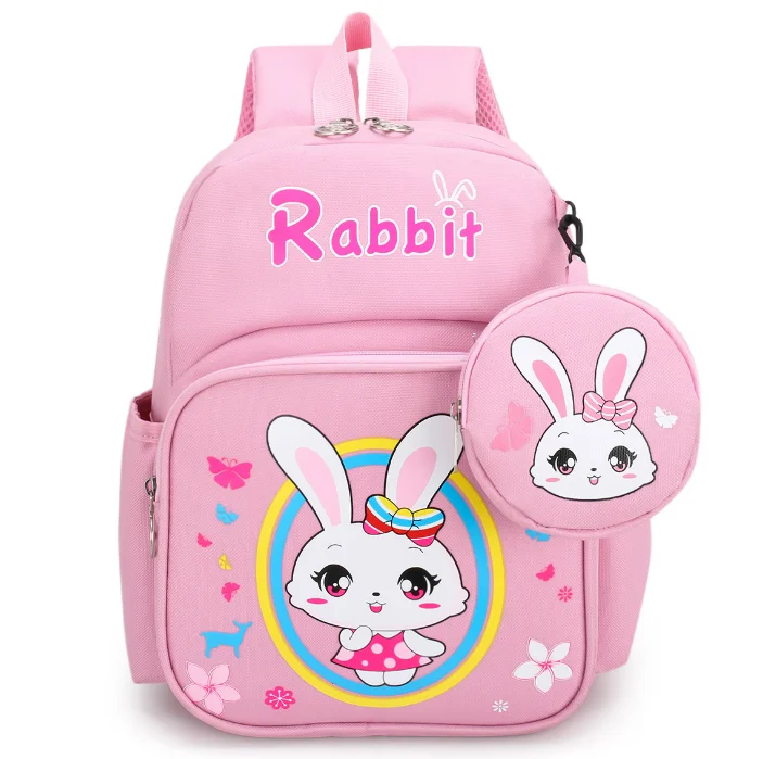 2022 Kids Cute Cartoon Bunny School Backpack Children Coin Purse Bag For Teens School Bag