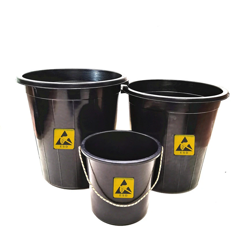 WHOLESALE FACTORY PRICE Antistatic Black Plastic PP Round Dustbin FOR industrial factories office school use