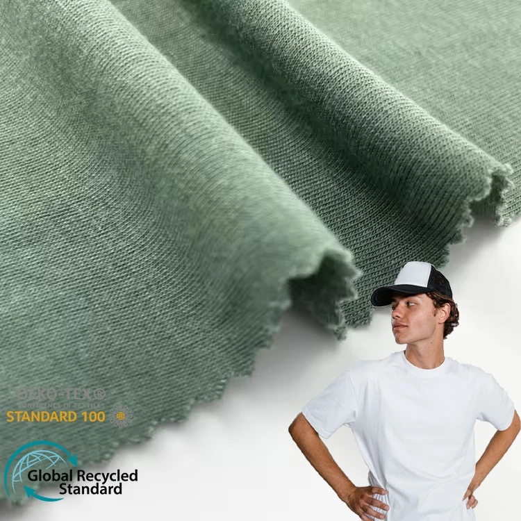 High high-quality 270 gsm soft polyester spandex knitted plain dyed double jersey 1*1 rib fabric for t shirt