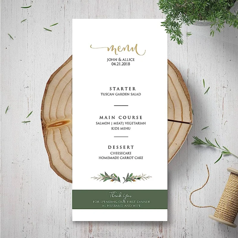 Custom printing paper round shape table menu card