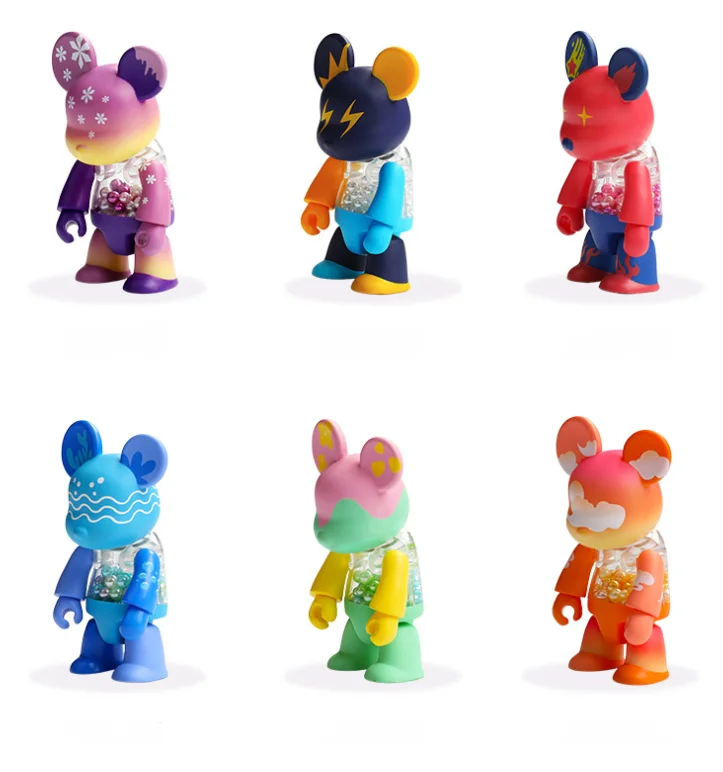 Qee-Color Vision Blind Box Cute Bear Desktop Doll Trendy Bear Trend Character Static Cartoon Decoration