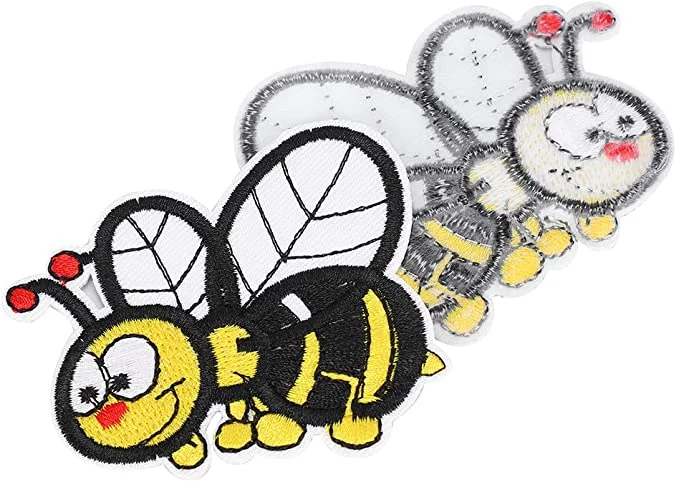 10PCS Cute Bee Embroidered Patches Cartoon Yellow Iron/Sew On Embroidered Bee Patches for Kids Animal Appliques Badge Decor
