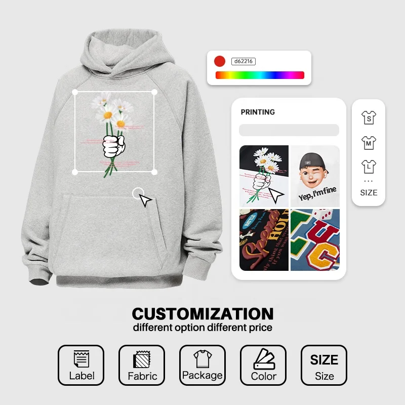 Customize High-Density Brushed Embroidered Hoodie 400gsm Heavy Weight Polar Fleece Pullover Unisex Hoodies