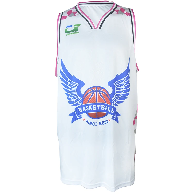 OEM blank sublimation mesh basketball jersey basketball jersey uniform design color White