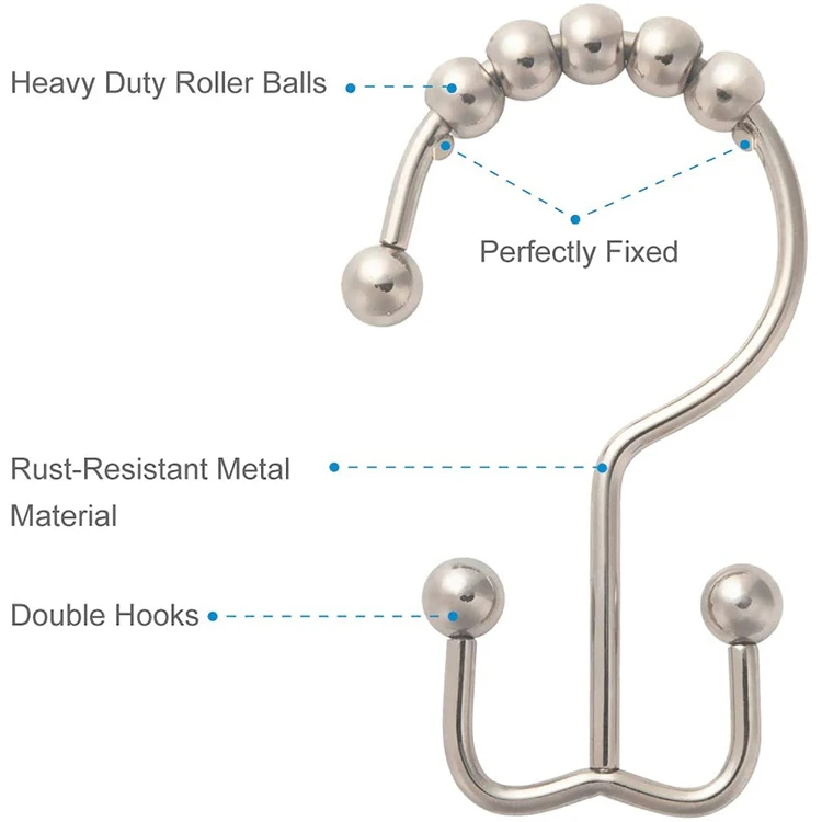 Wholesale Shower Curtain Hooks, Bathroom Curtain Hooks, Shower Curtain Hooks Double
