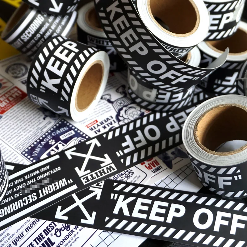 
Black tide brand tape strip warning sign sticker tape waterproof sticker 5 meters roll 