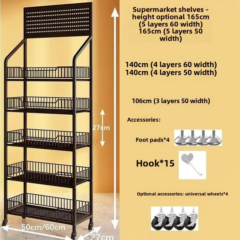 Convenient Store Supermarket Snack Shelf Storage Rack Metal Multi-layer Display for Drinks Food Toys Cashier-Movable Rack