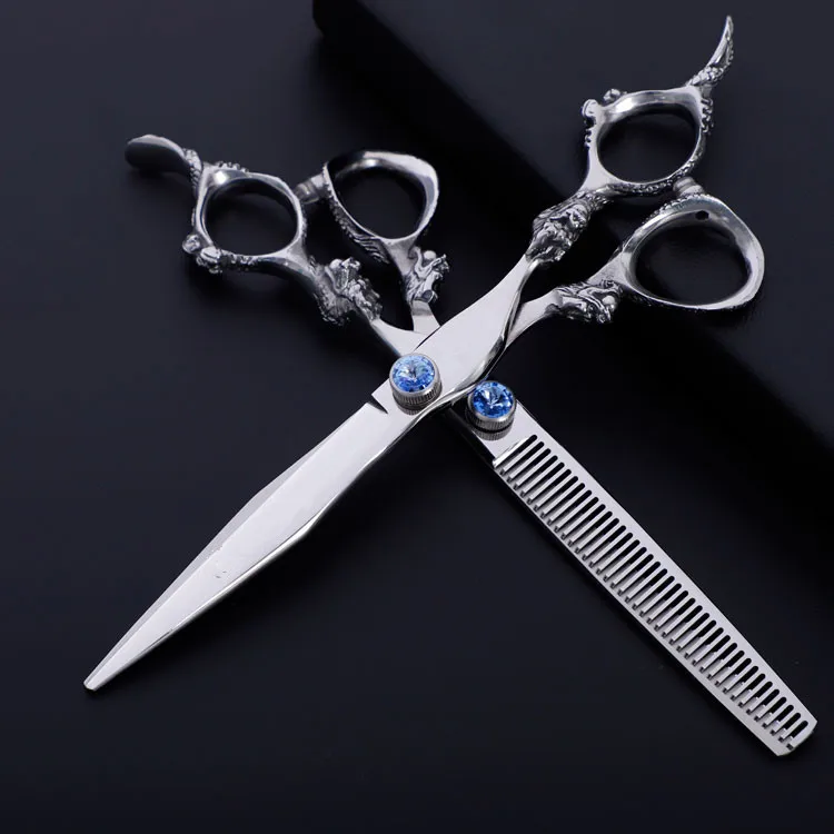  2020 горячая Распродажа ручка дракона ножницы для волос на заказ Доступные Парикмахерские филировки в нескольких форме зубов