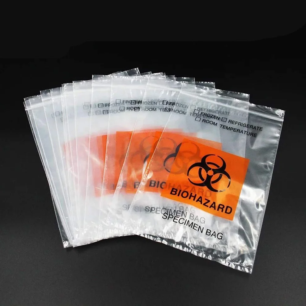 Double Pockets Lab Use Disposable Specimen Retrieval Bag, Three Layers Kangaroo Bag Bio Medical 95kpa Specimen Bags
