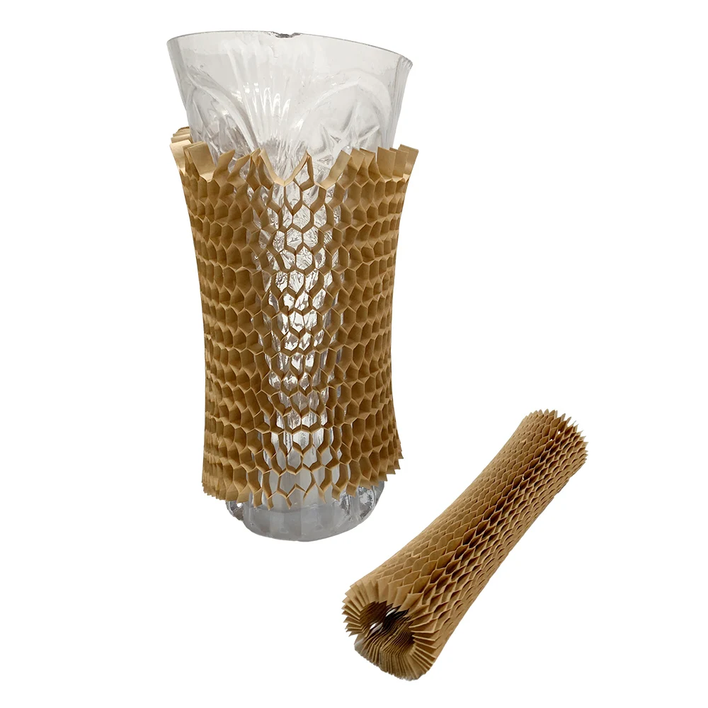 Kraft Brown Express Packaging Honeycomb Paper Sleeve Cushioned Mesh Paper Tube Paper for Shipping Protection