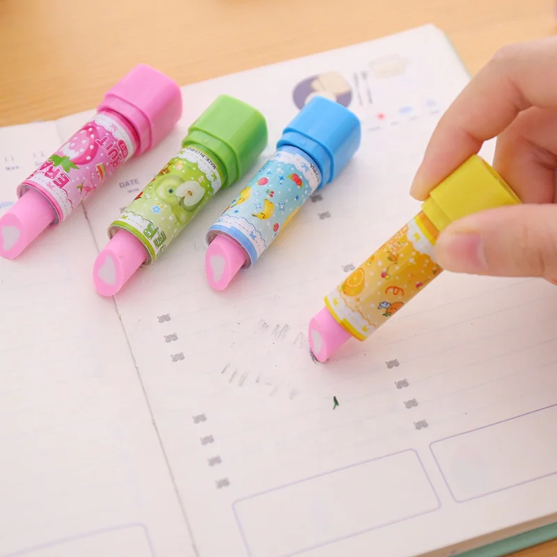 Creative stationery set cartoon lip gloss eraser lipstick eraser