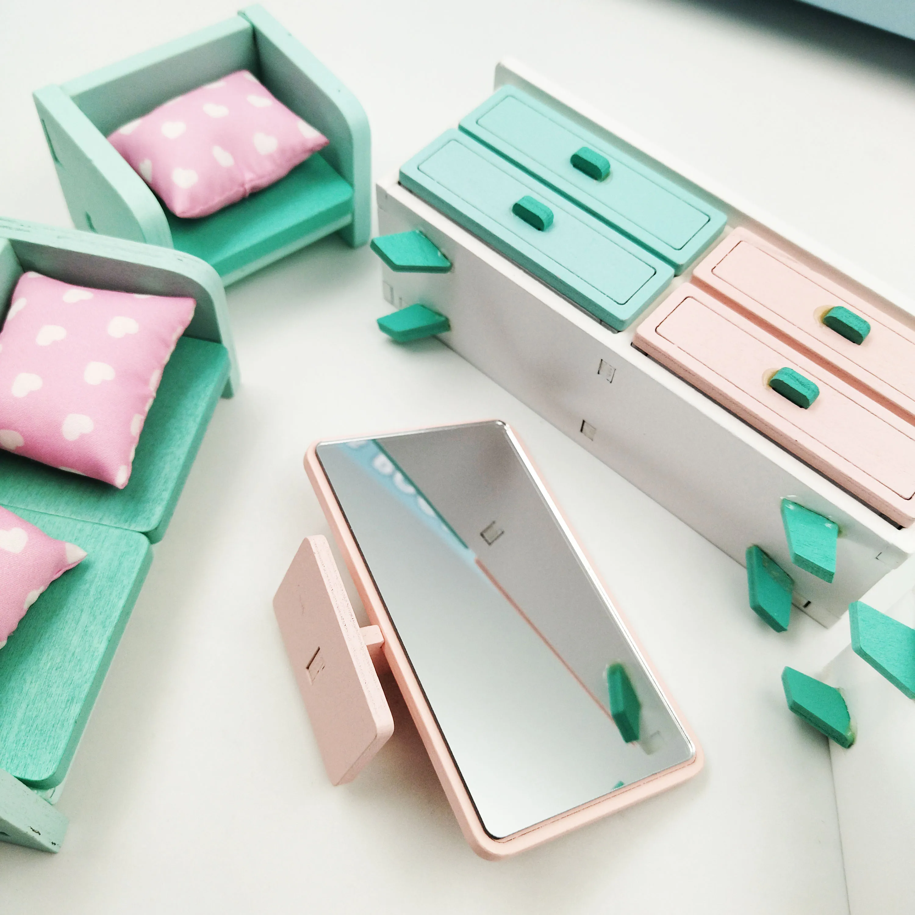 2022 New Kids Toy Pretend Play Preschool Dollhouse Furniture Toys Set Dollhouse Miniatures 1:12 Mini Dollhouse with Furniture