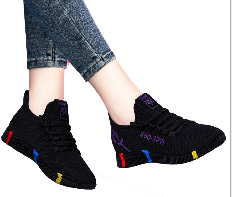 In Stock Factory Woman Cheap Breathable Custom Sock Shoes Walking Sports Ladies Wedge