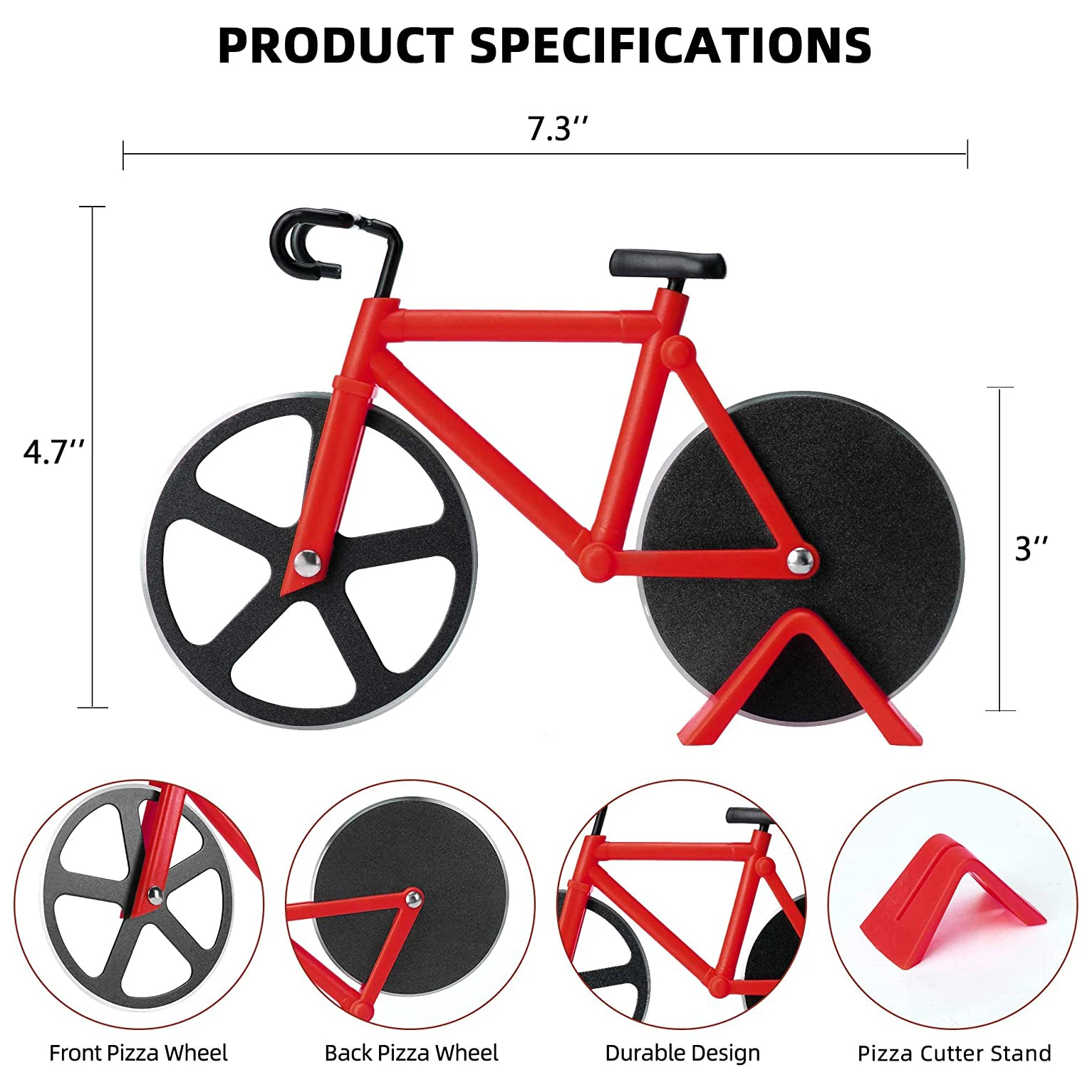 Stainless Steel Bike Pizza Cutter and Wheel Bicycle Shape Pizza Cutter Wheel Non-stick Double Cutting Wheel Bicycle Pizza Slicer