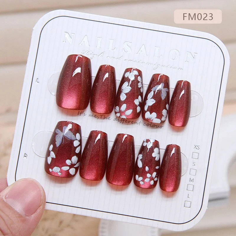 White Armor Stiletto Ballerina Pattern 3D French Artificial Fingernails Easy Glue Elegant Custom 24pcs Pressed Acrylic Model