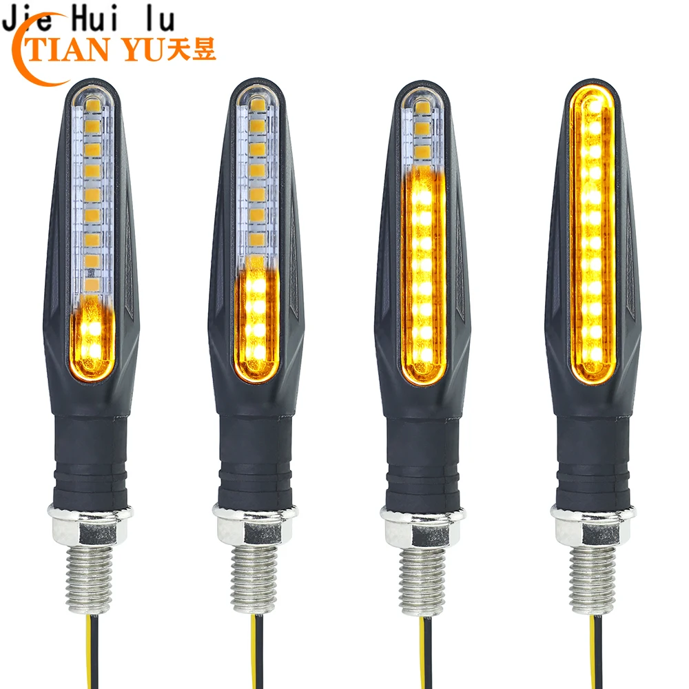 
1 пара светодиодных мотоциклетных поворотников, 12 SMD, задний фонарь, поток воды, поворотник IP68, гибкие мотоциклетные мигающие огни <span style=