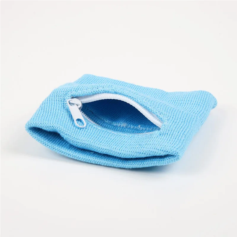 Custom Basketball Braided Cotton Sports Terry Embroidery Wristband Men Zippered Sweatband Wrist Band With Zipper Pocket