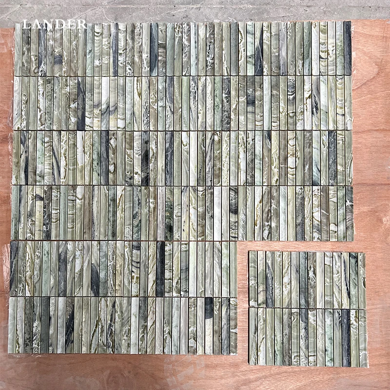 Curve fluted Marble Tiles Pencil trim door panels bianco carrarra customized fluted travertine stone mosaic wall tiles shower