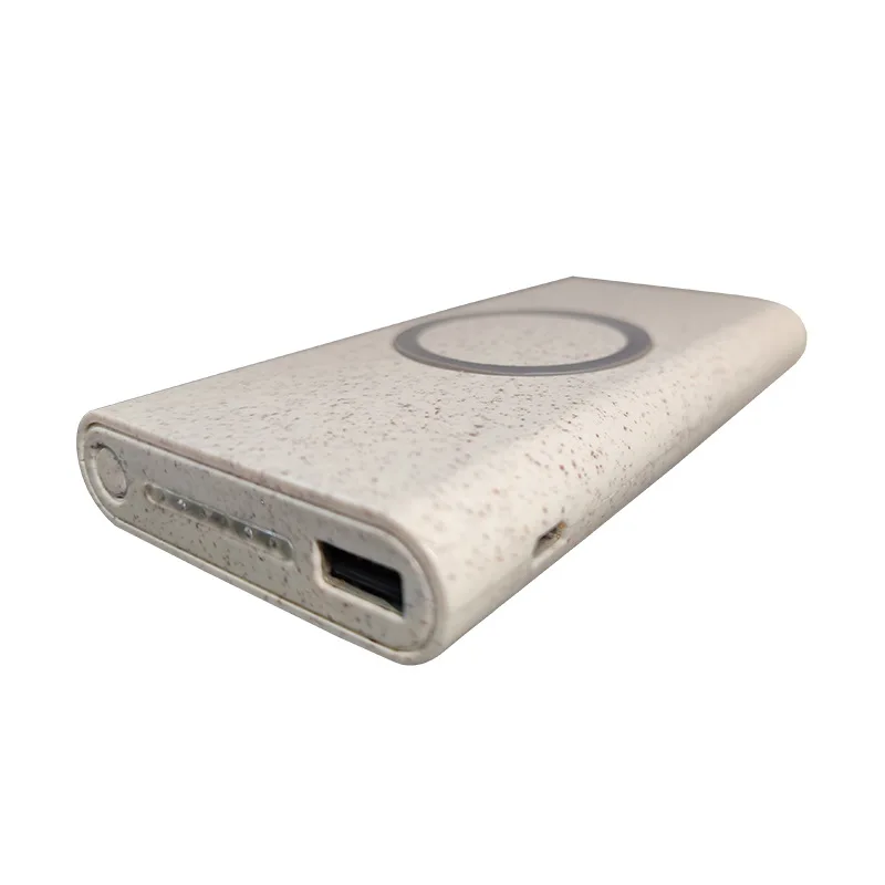 
Custom Mini Unique Disposable Wheat Straw 8000mah Mobile Phone Charger Custom 2 In 1 Eco-friendly Portable Power Bank 