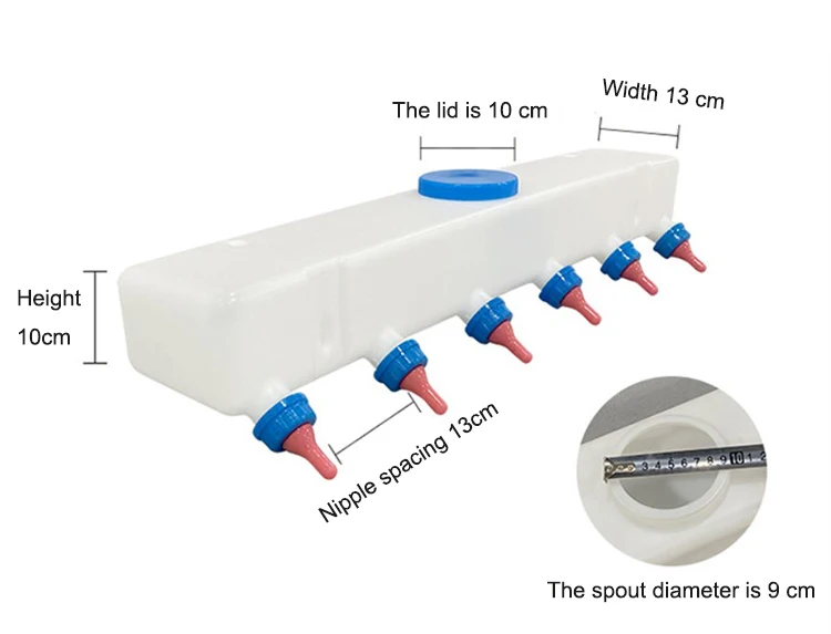 Animal Feeders Single Side 6 Nipple Teats Automatic Piglet Lamb Milk Feeder