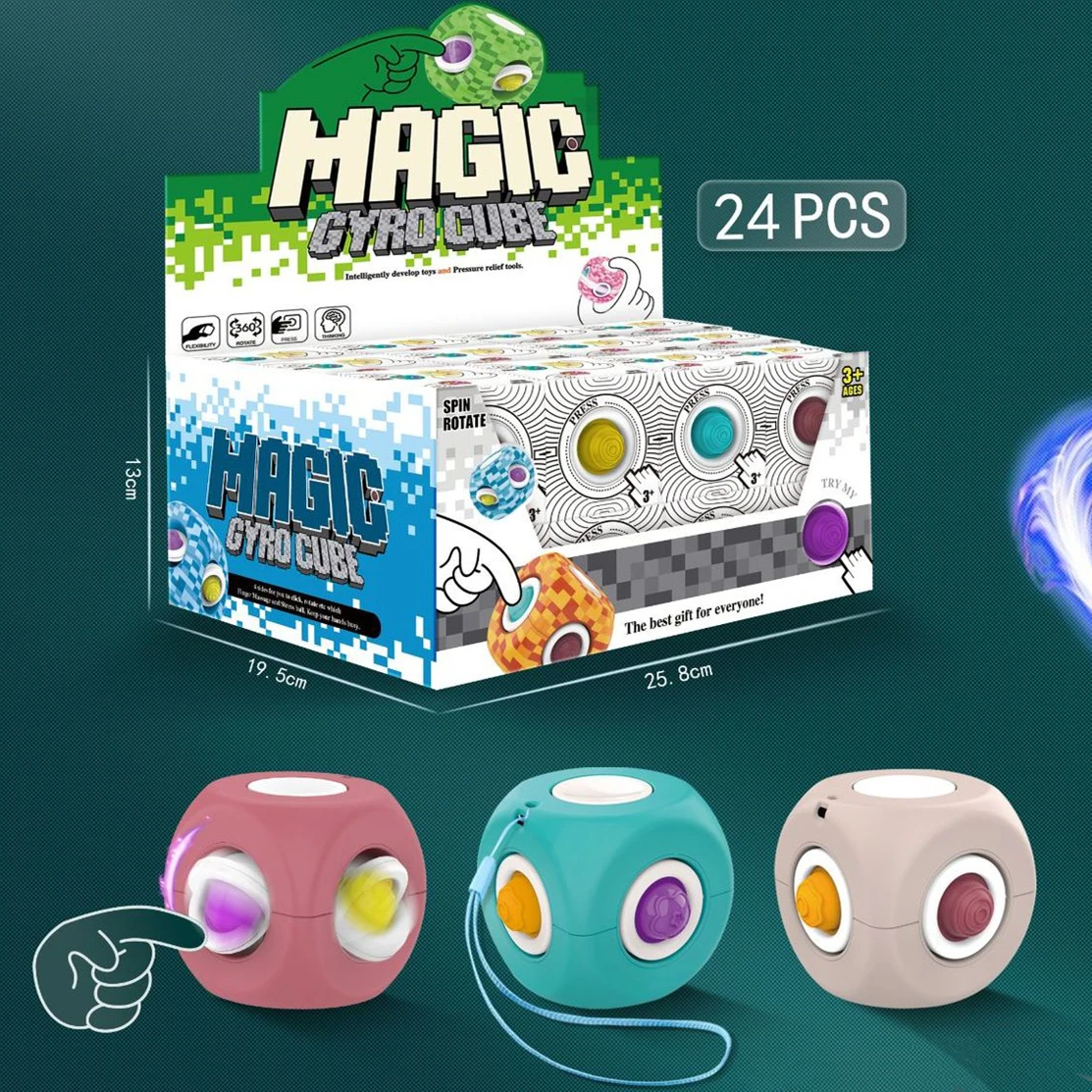 Finger Gyro Bubblemusic Stress Relief Fidget Toy New Decompression Magic Cube Toy Puzzle Decompression With Hanging Rope