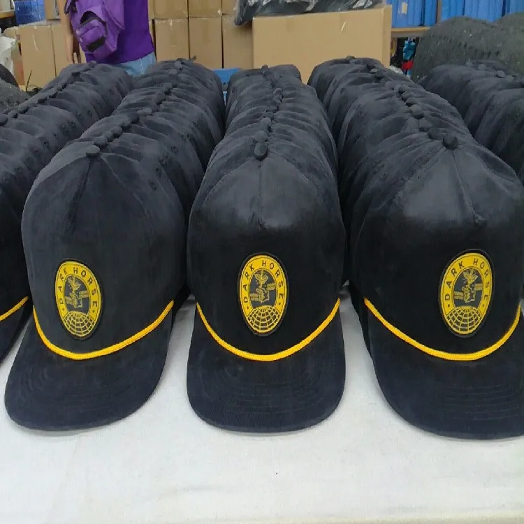 Пользовательские 5 панель патч логотип с веревкой Вельветовая snapback Кепка шляпа