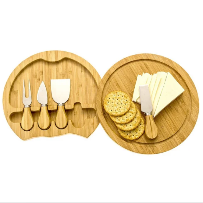 Hot Sale Eco Friendly Bamboo Cheese Board and Charcuterie Board with Knife Set