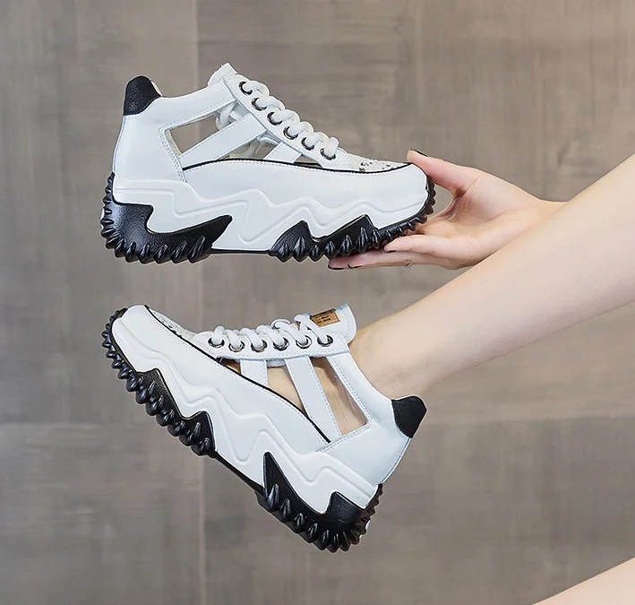 Fast shipping women platform sandals height increasing hollow out sandals shoes