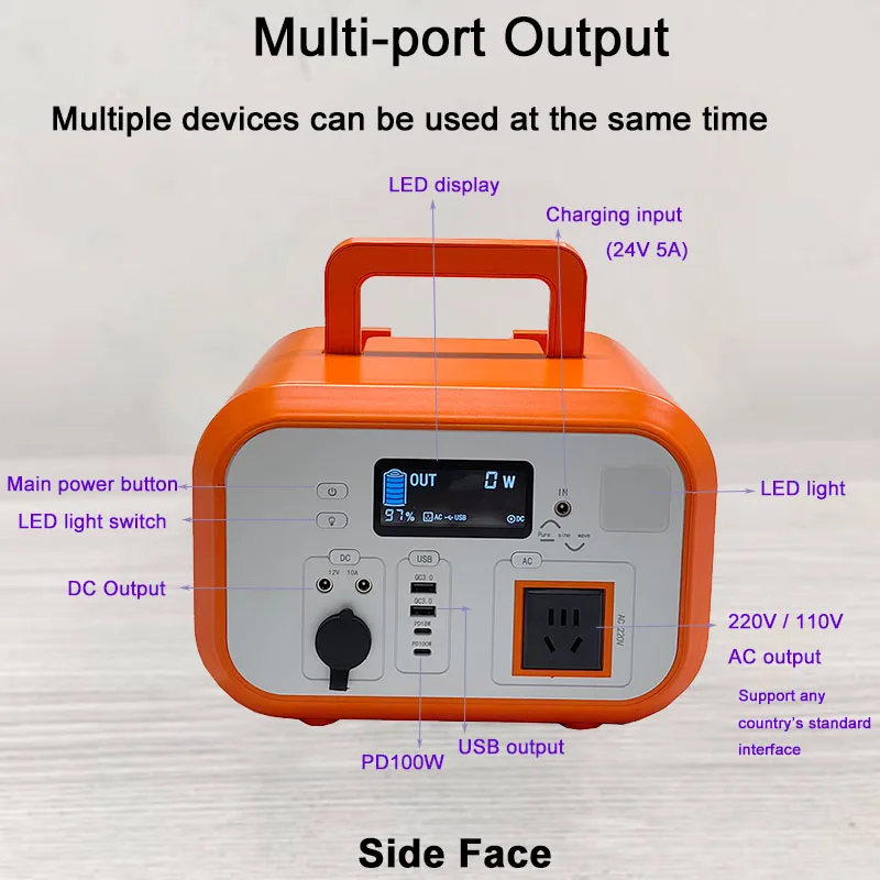 Eu 220v 110v 1000w energy outdoor portable power station 6000 cycle life with solar panel for camping home