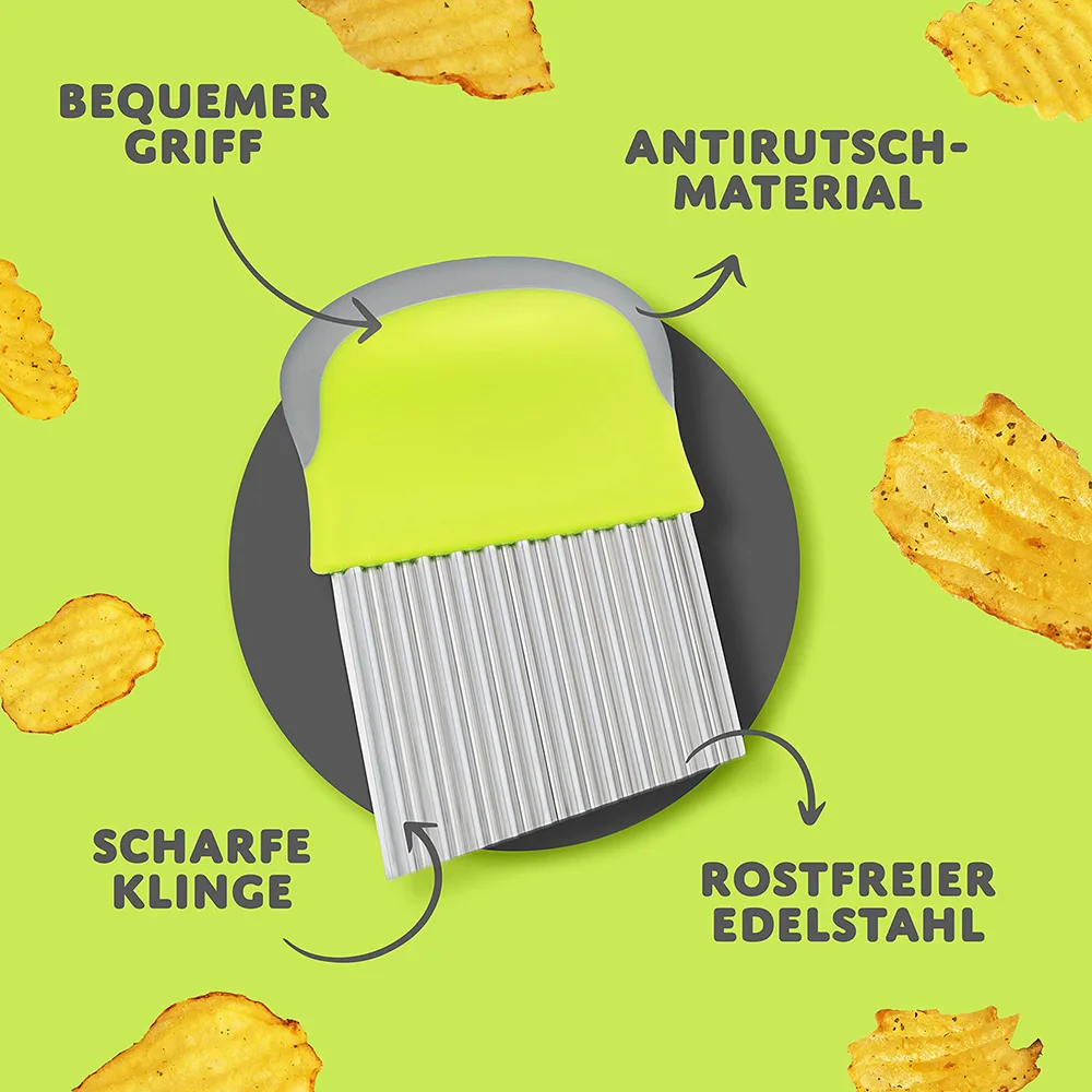 Dishwasher Safe Stainless Steel Corrugated Knife Wave Cutter for Vegetables and Fruit