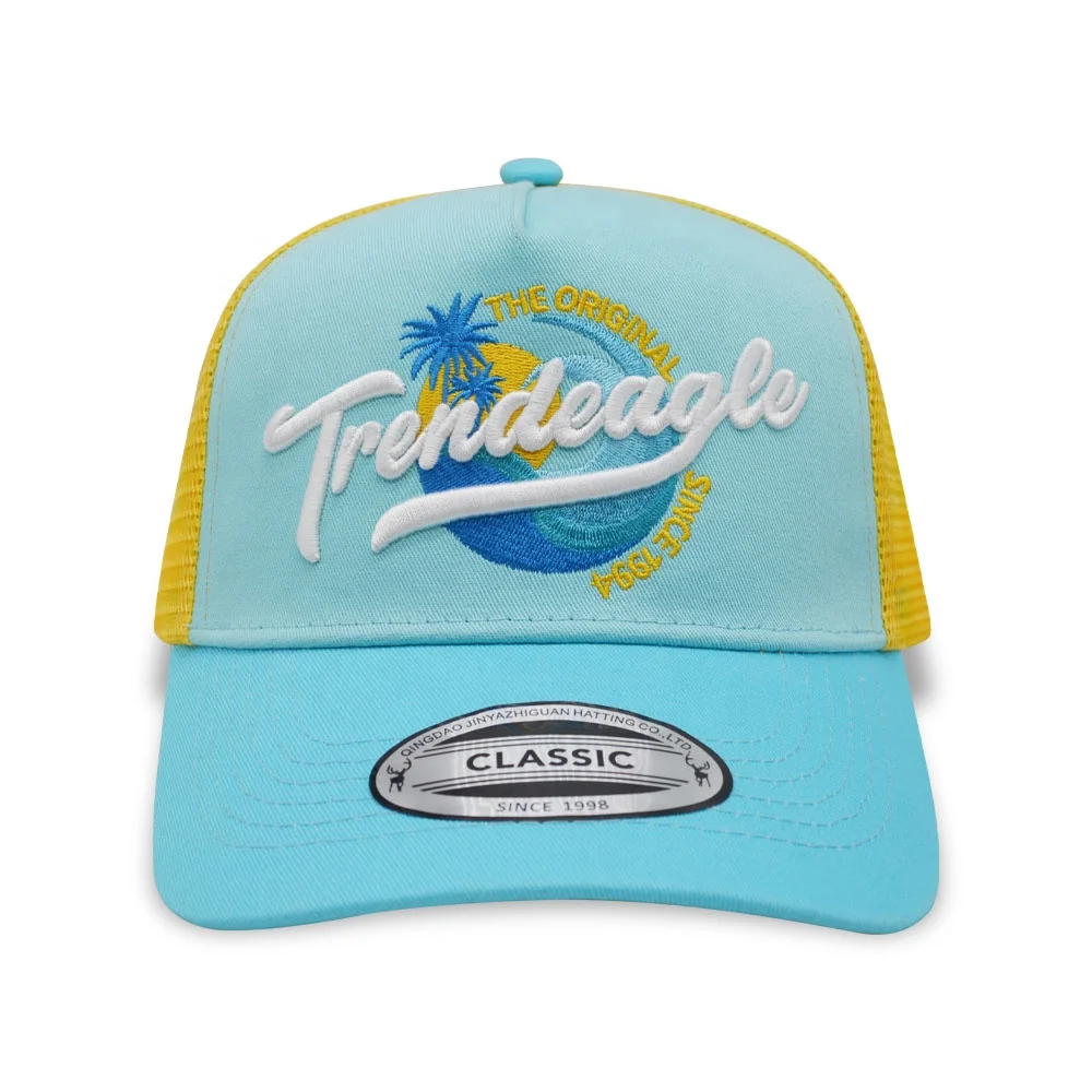 Custom 3d Embroidery logo Mesh hats Gorras sport Cap Customizable Sky Blue Richardson 112 Trucker Hat for man