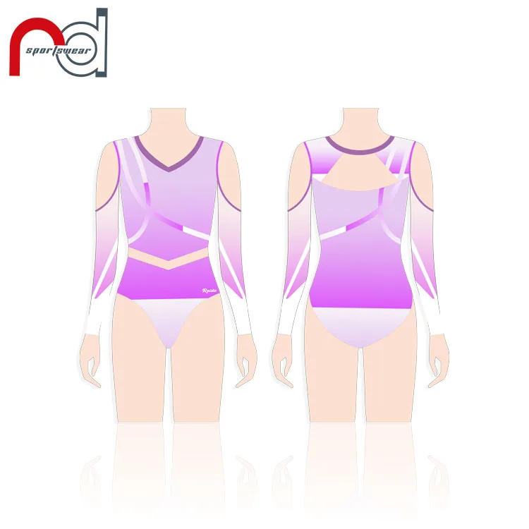 Custom Designed Child Dancewear Leotards Gymnastics Girls Mesh Long Sleeve Balle Leotard
