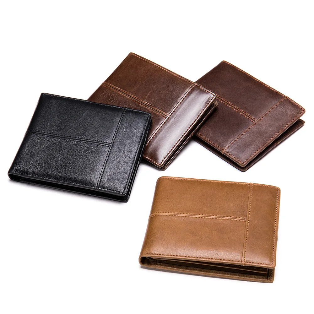 men genuine Leather wallet Luxury Brown Slim men Long Zipper Phone wallet Multifunctional rfid wallets For men