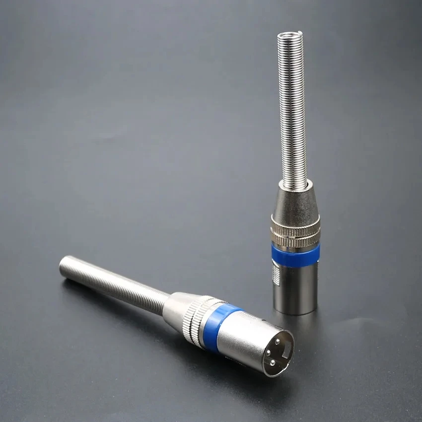 3Pin Female Male MIC Jack Plug Audio Microphone Cable Connector Blue Metal 3-Pin Connectors Adapter For Microphone KTV