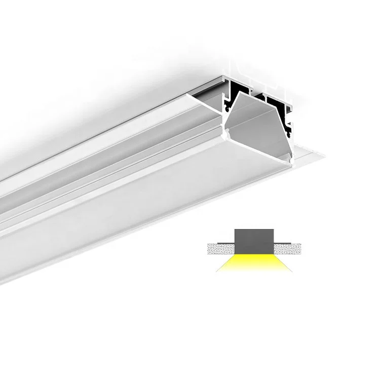 ALP094 50MM Wide Plaster-in Trimless Recessed Drywall Matte White Aluminum LED Profile For 12.5mm Plasterboard